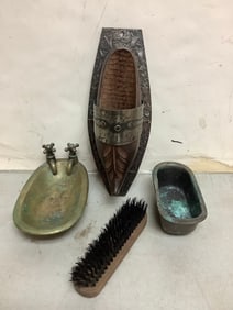Antique decor(9.75in.longest) and brush