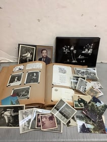 Vintage scrapbook with photographs, vintage scrapbook with case(empty), and photographs
