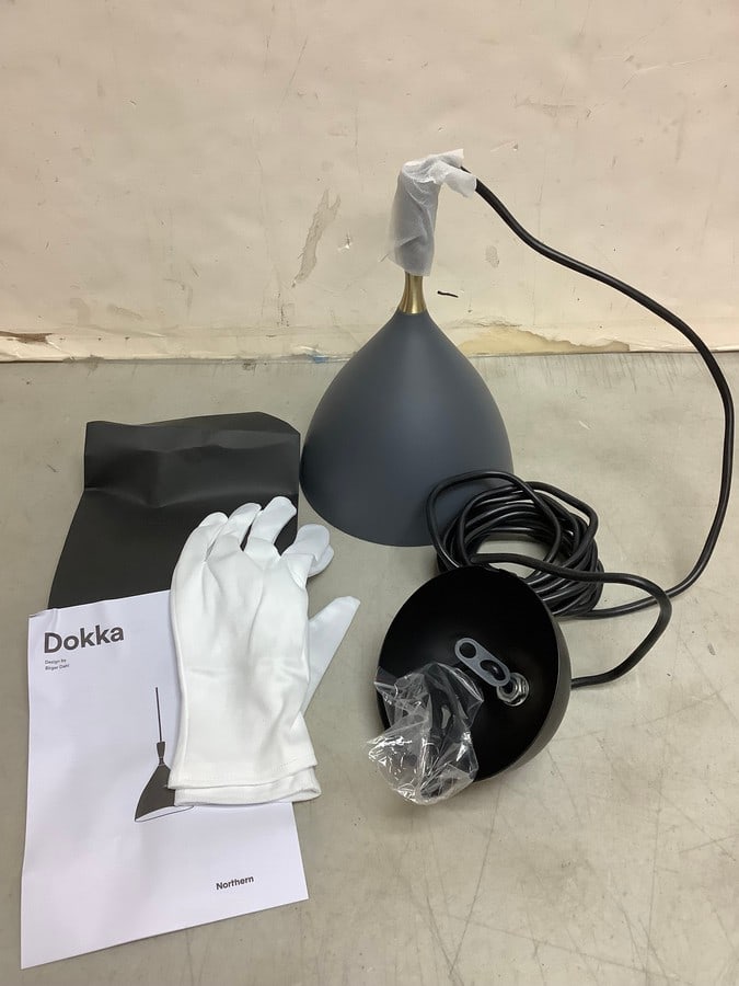 Dokka global lighting dark grey light fixture with gloves and manual(brand new): Dokka global lighting dark grey light fixture with gloves and manual(brand new)