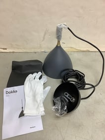 Dokka global lighting dark grey light fixture with gloves and manual(brand new)