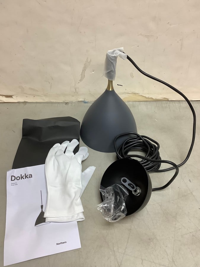 Dokka global lighting dark grey light fixture with gloves and manual(brand new): Dokka global lighting dark grey light fixture with gloves and manual(brand new)