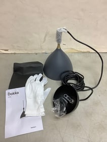 Dokka global lighting dark grey light fixture with gloves and manual(brand new)
