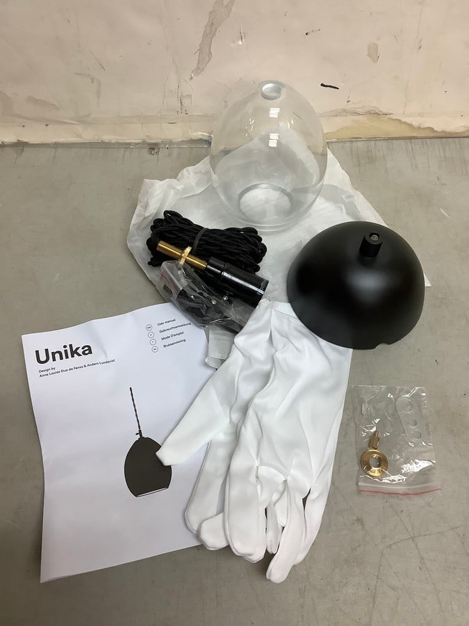 Unika Global Lighting 530 Unika small transparent light fixture with gloves and manual(brand new): Unika Global Lighting 530 Unika small transparent light fixture with gloves and manual(brand new)