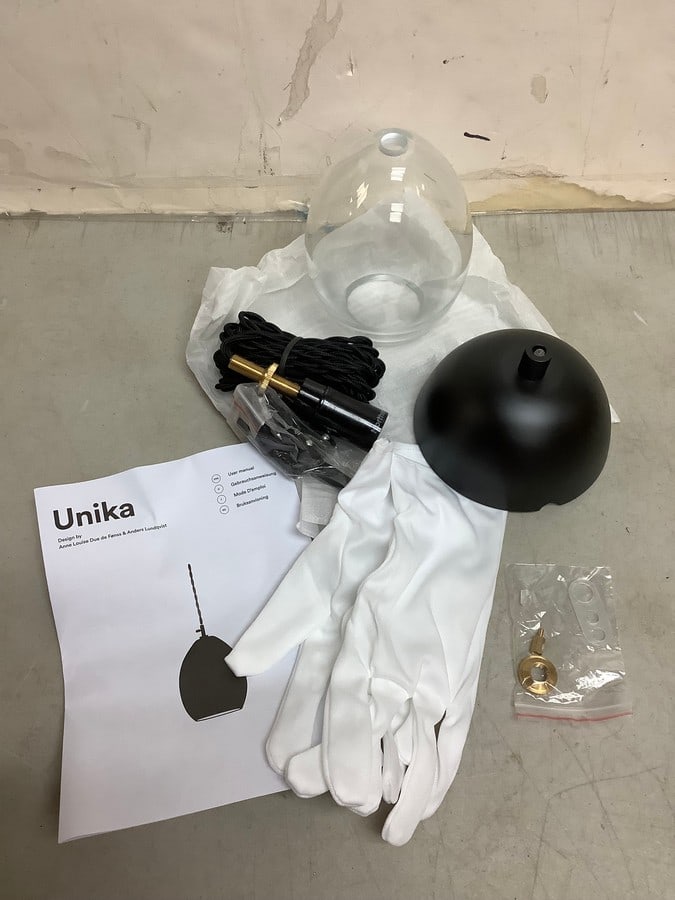 Unika Global Lighting 530 Unika small transparent light fixture with gloves and manual(brand new): Unika Global Lighting 530 Unika small transparent light fixture with gloves and manual(brand new)