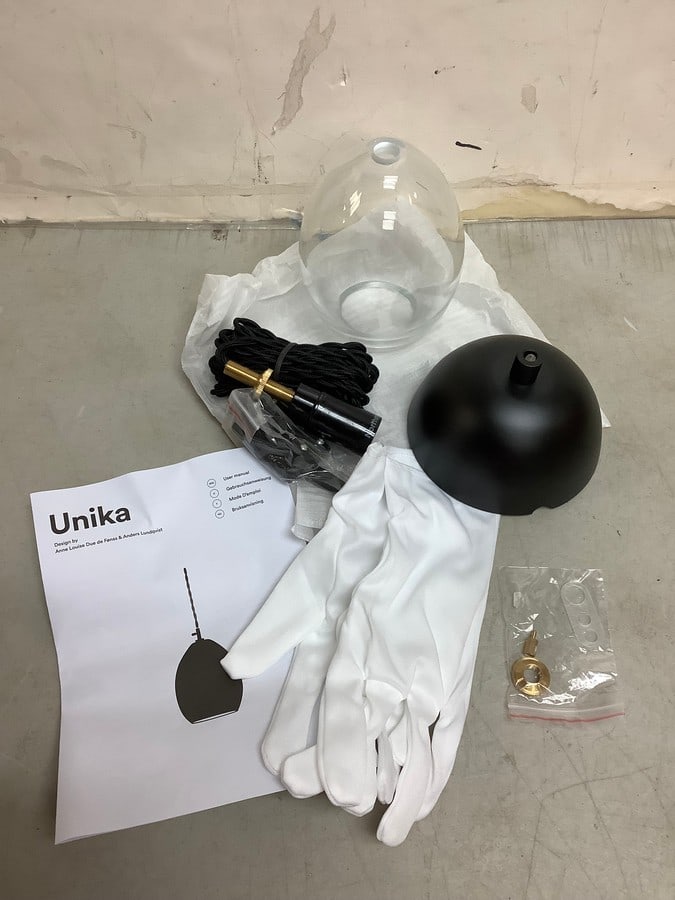 Unika Global Lighting 530 Unika small transparent light fixture with gloves and manual(brand new): Unika Global Lighting 530 Unika small transparent light fixture with gloves and manual(brand new)