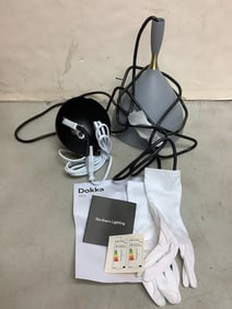 Dokka global lighting light grey fixture with gloves and manual(brand new)