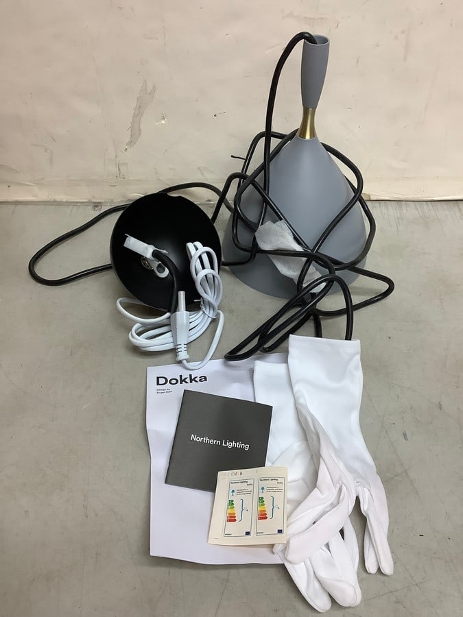 Dokka global lighting light grey fixture with gloves and manual(brand new) (1 of 1)