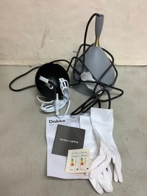 Dokka global lighting light grey fixture with gloves and manual(brand new)