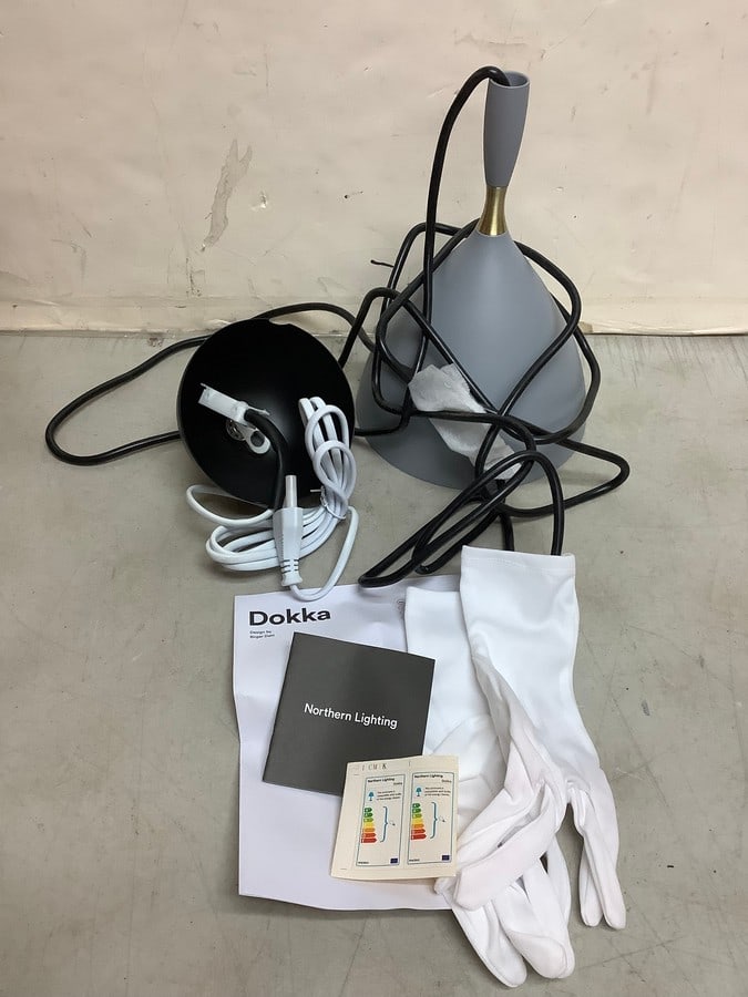 Dokka global lighting light grey fixture with gloves and manual(brand new) (1 of 1)