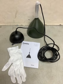 Dokka global lighting dark green light fixture with gloves and manual(brand new)