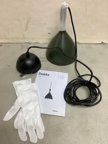Dokka global lighting dark green light fixture with gloves and manual(brand new)