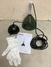 Dokka global lighting dark green light fixture with gloves and manual(brand new)