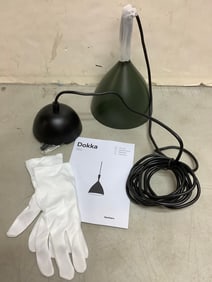 Dokka global lighting dark green light fixture with gloves and manual(brand new)