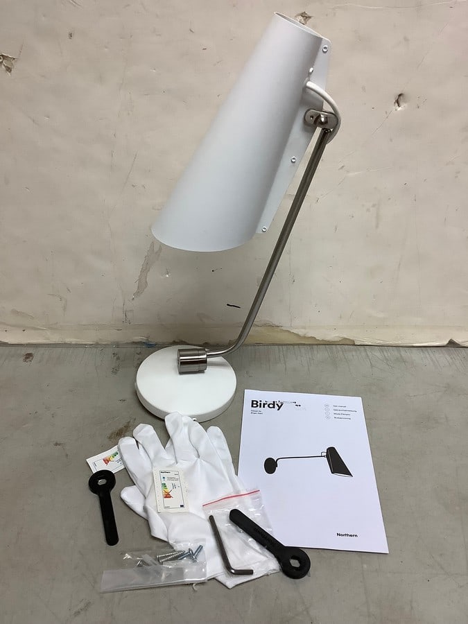 Birdy Global Lighting white/steel light fixture with gloves and manual(brand new) (1 of 1)