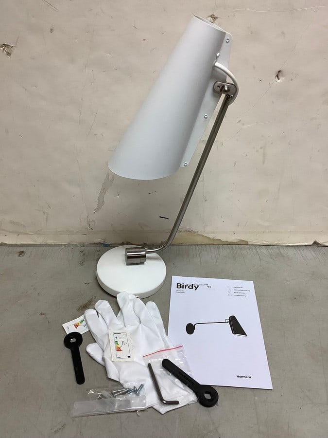 Birdy Global Lighting white/steel light fixture with gloves and manual(brand new) (1 of 1)