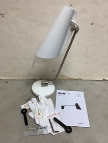 Birdy Global Lighting white/steel light fixture with gloves and manual(brand new)