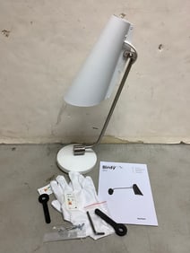 Birdy Global Lighting white/steel light fixture with gloves and manual(brand new)