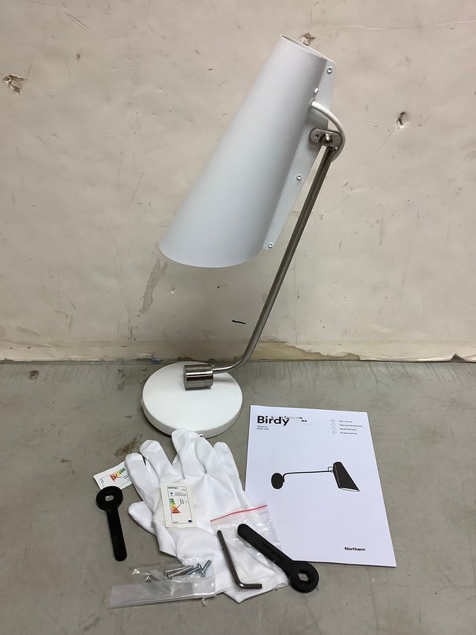 Birdy Global Lighting white/steel light fixture with gloves and manual(brand new) (1 of 1)