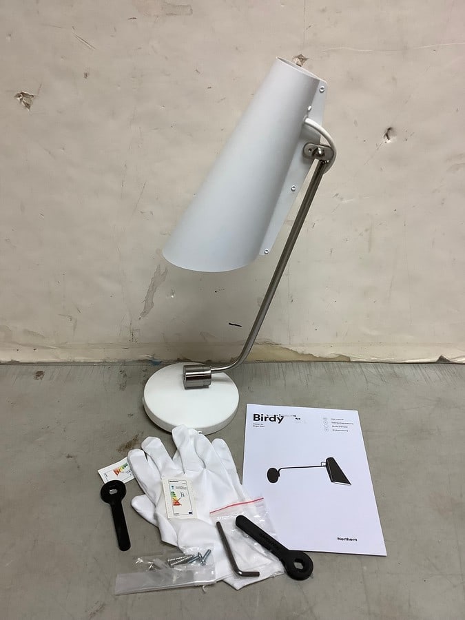 Birdy Global Lighting white/steel light fixture with gloves and manual(brand new) (1 of 1)