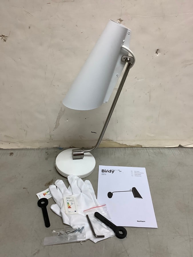 Birdy Global Lighting white/steel light fixture with gloves and manual(brand new) (1 of 1)