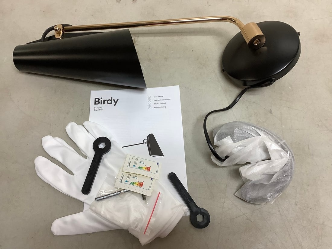 Birdy Global Lighting black/brass light fixture with gloves and manual(brand new) (1 of 1)