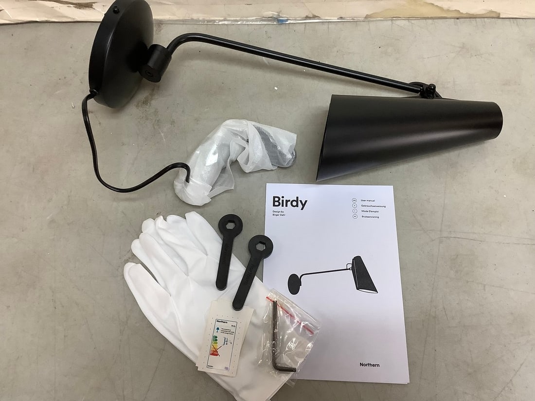 Birdy Global Lighting black/brass light fixture with gloves and manual(brand new): Birdy Global Lighting black/brass light fixture with gloves and manual(brand new)