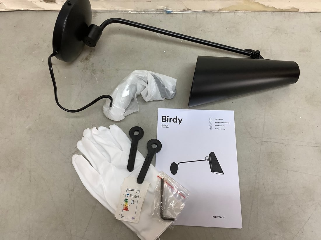 Birdy Global Lighting black/brass light fixture with gloves and manual(brand new): Birdy Global Lighting black/brass light fixture with gloves and manual(brand new)