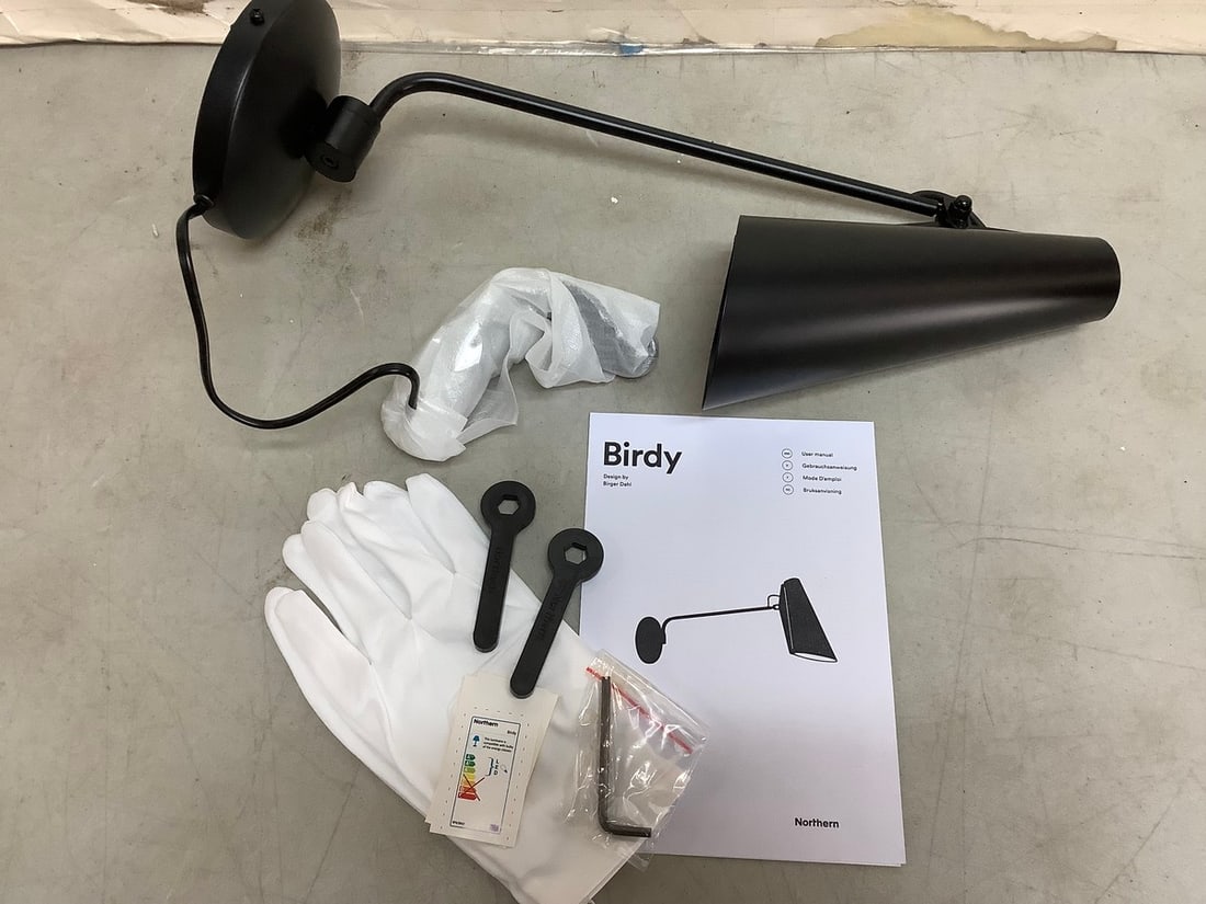 Birdy Global Lighting black/brass light fixture with gloves and manual(brand new): Birdy Global Lighting black/brass light fixture with gloves and manual(brand new)