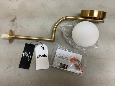 Pholc Opal glass brass wall lamp with manual(brand new)