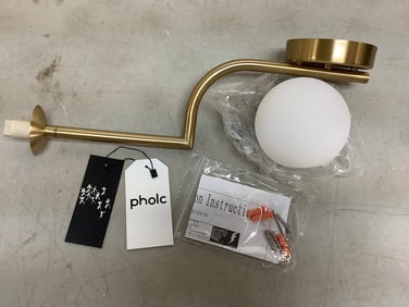 Pholc Opal glass brass wall lamp with manual(brand new)