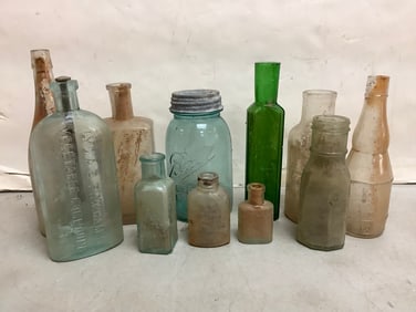 Various Glass Bottles (Tallest - 9.75in)