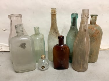 Various Glass Bottles (Tallest - 10.25in)
