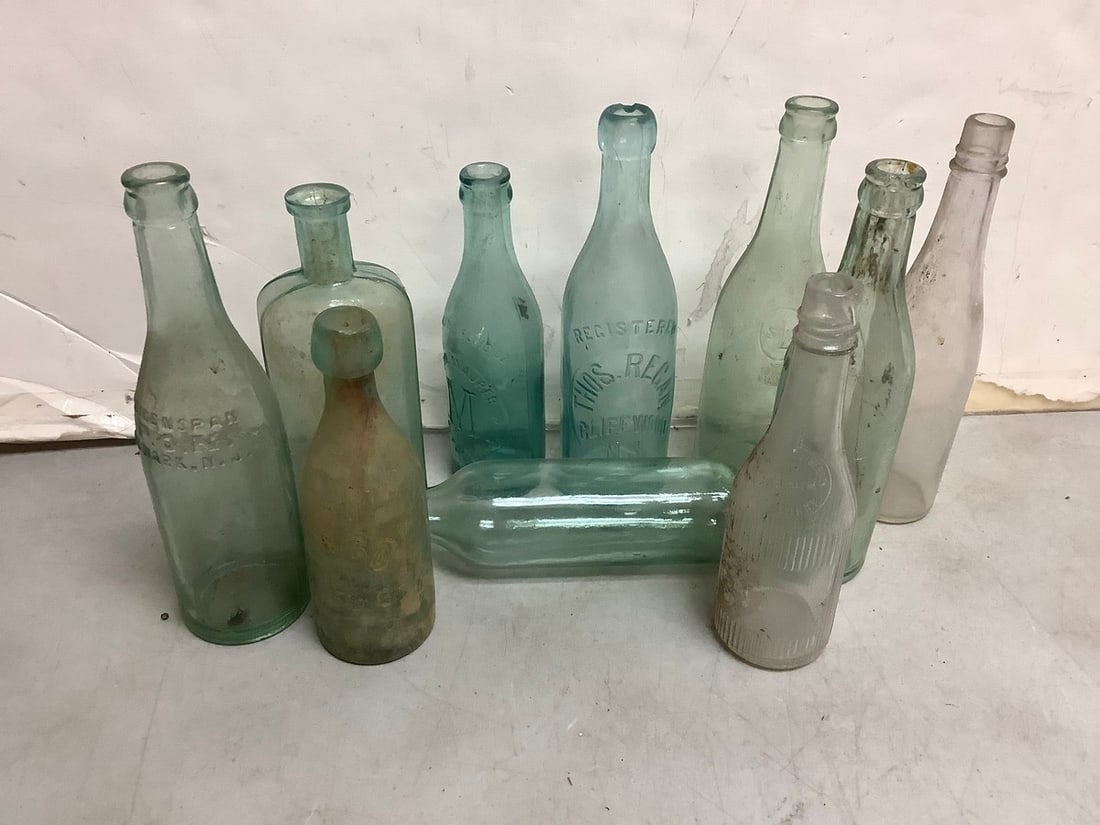 Vintage Glass Bottles (Tallest - 9.5in: Vintage Glass Bottles (Tallest - 9.5in