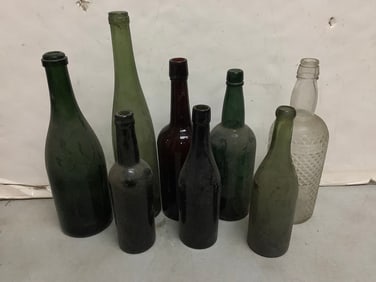 Vintage Glass Bottles (Tallest - 14.25in)