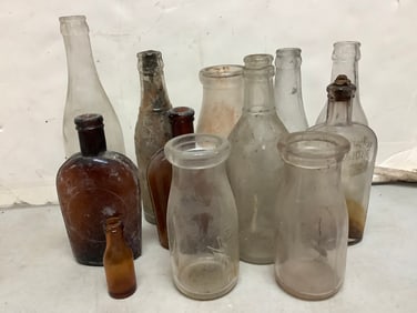 Vintage Glass Bottles (Tallest - 9.5in)