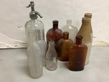 Vintage Glass Bottles and more (Tallest - 11.5in)