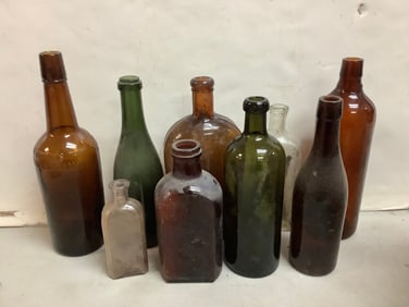 Vintage Glass Bottles (Tallest - 11.5in)