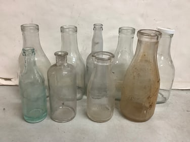 Vintage Glass Bottles (Tallest - 9.75in)
