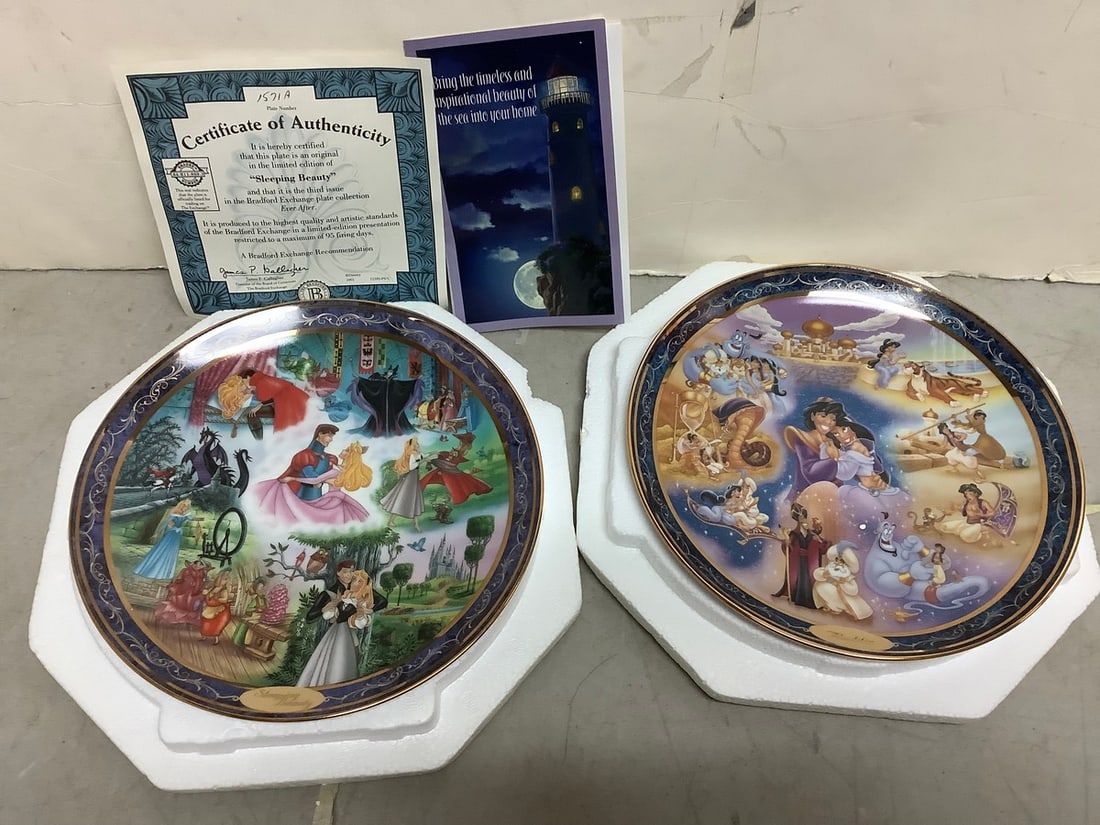 Bradford Exchange Decorative Plates (Sleeping Beauty, Aladdin) 8.25in: Bradford Exchange Decorative Plates (Sleeping Beauty, Aladdin) 8.25in
