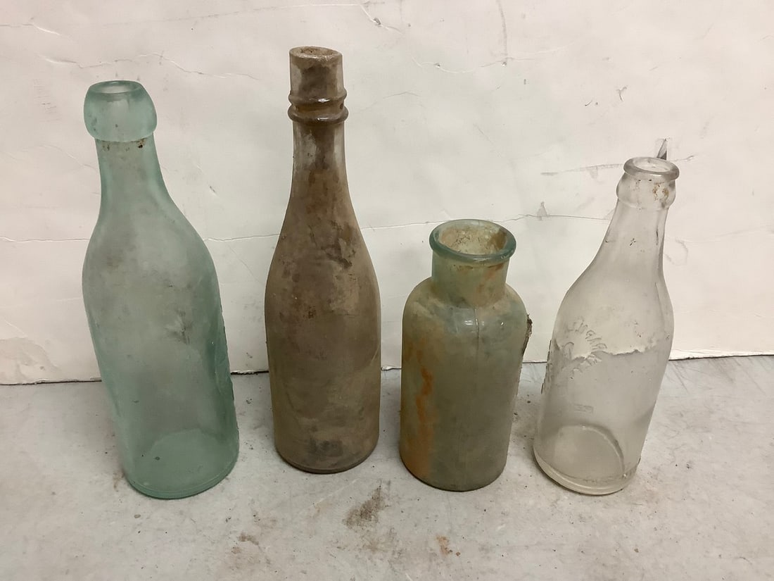 Vintage Glass Bottles (Tallest - 9.75in): Vintage Glass Bottles (Tallest - 9.75in)
