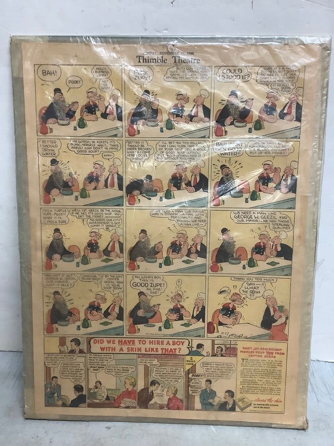 Vintage Thimble Theatre 1935 cartoon cutout (16.5in.x21.5in.): Vintage Thimble Theatre 1935 cartoon cutout (16.5in.x21.5in.)