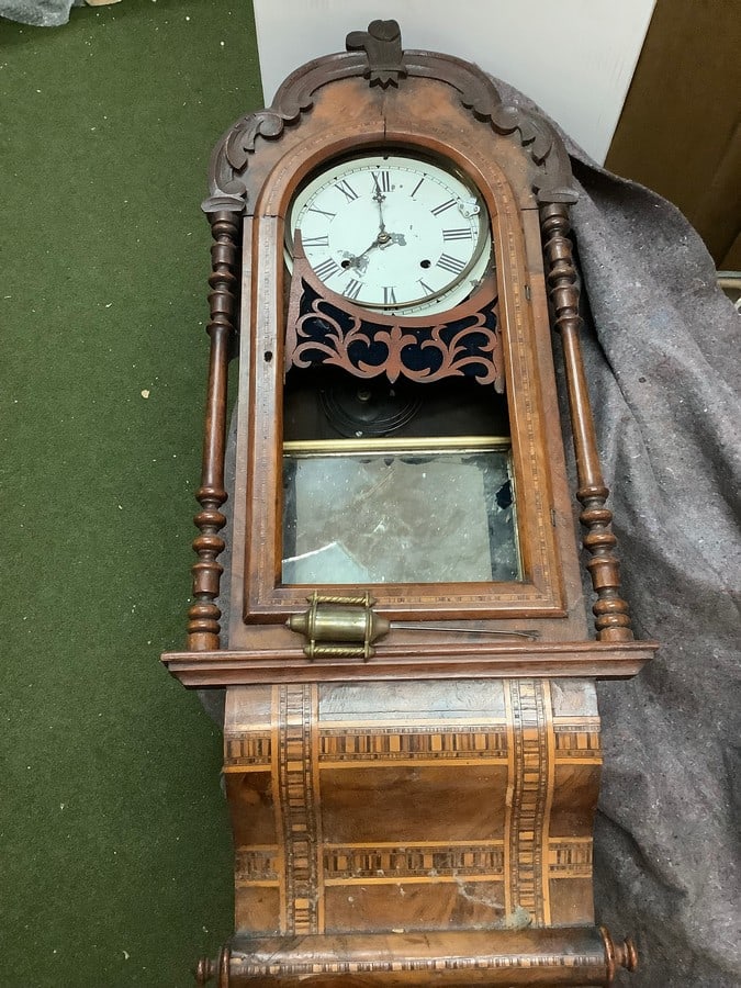 Vintage wall hanging clock(damaged-38in.long) (1 of 1)