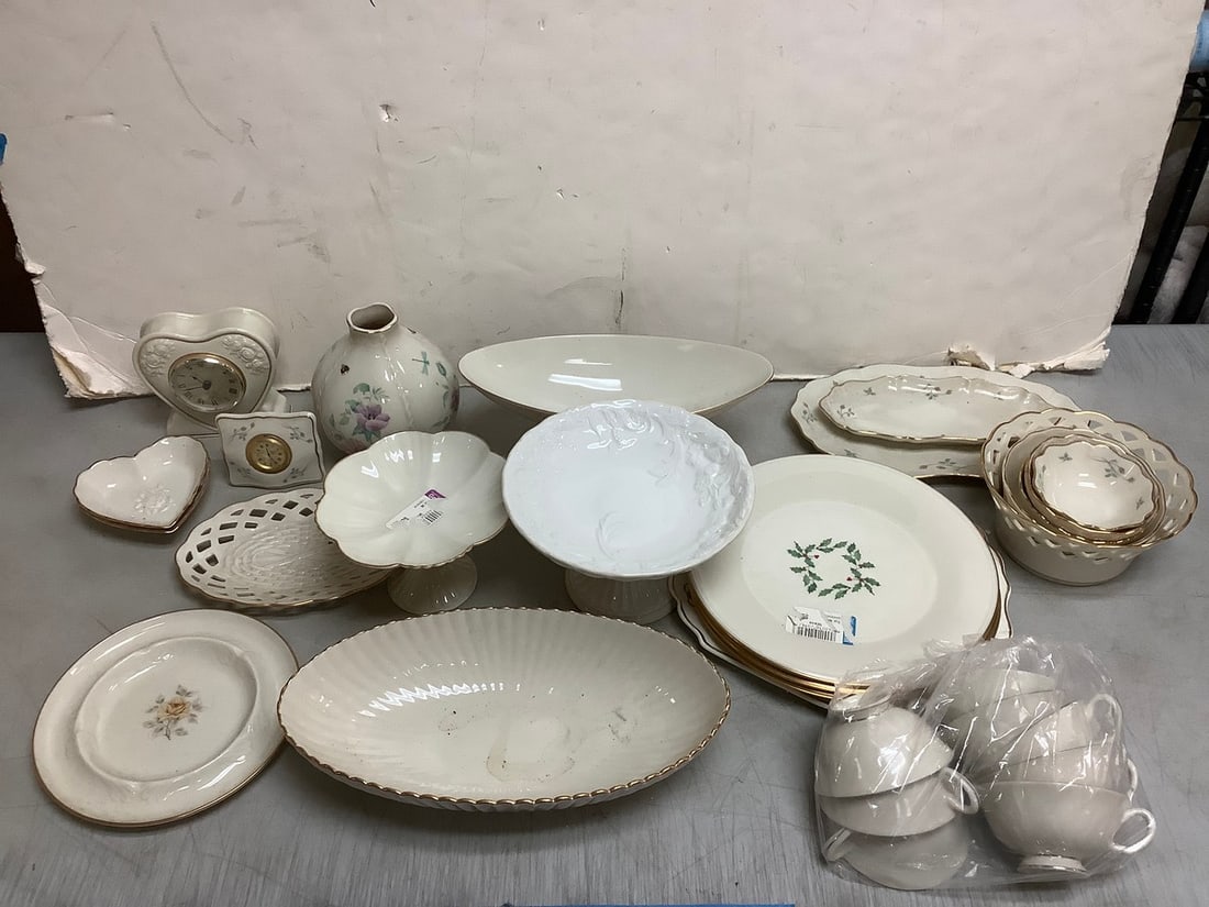 Lenox plates, serving tray dishes,ceramic clock, and more(tallest 7in.) (1 of 1)