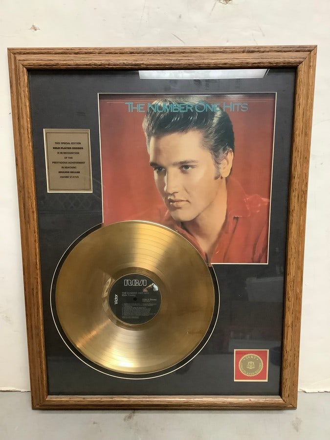 Framed Elvis no.1 hit gold plated record(21in.x27in.) (1 of 1)