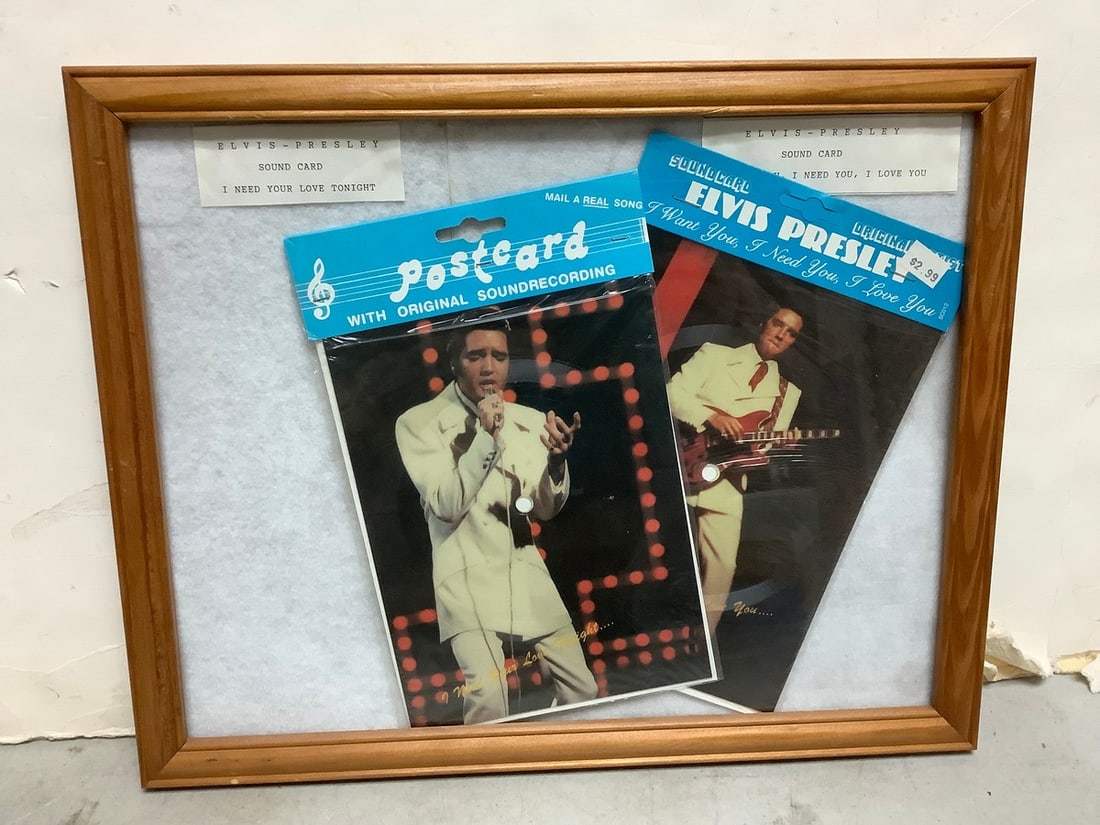 Framed Elvis postcards with original sound recording(12.25in.x15.25in.): Framed Elvis postcards with original sound recording(12.25in.x15.25in.)