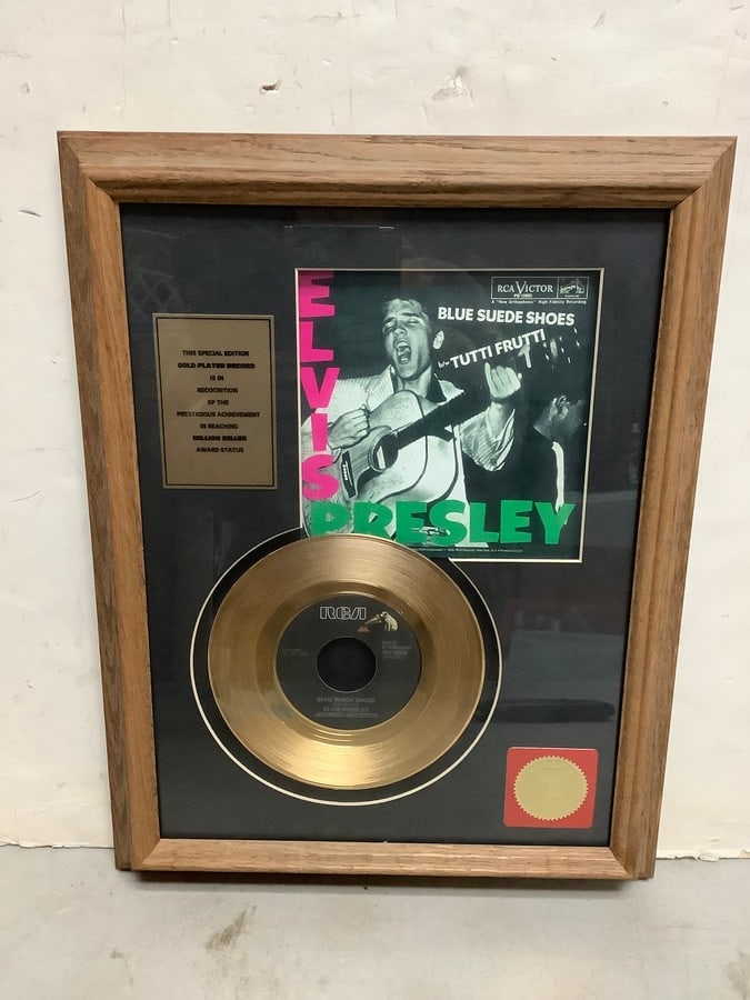 Framed Elvis no.1 hit gold plated record(14.5in.x16.5in.) (1 of 1)