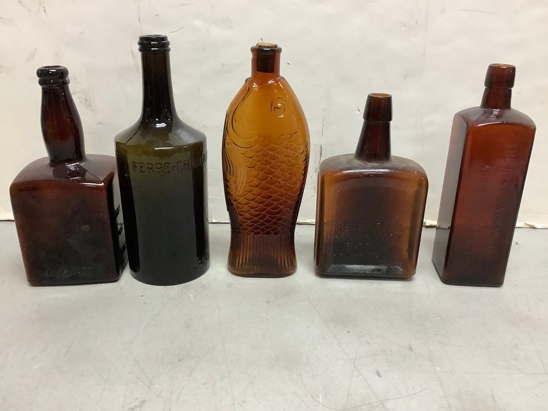 Vintage Glass Bottles (Tallest - 10.5in): Vintage Glass Bottles (Tallest - 10.5in)