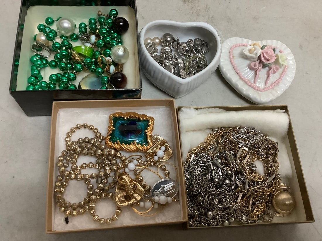 Various Jewelry, Ceramic Heart Shaped Container and more (1 of 1)