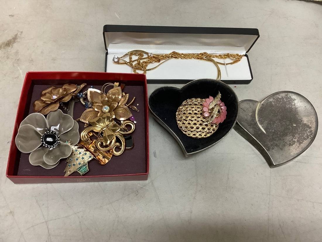 Necklaces, Broaches and Heart Shaped Container (1 of 1)
