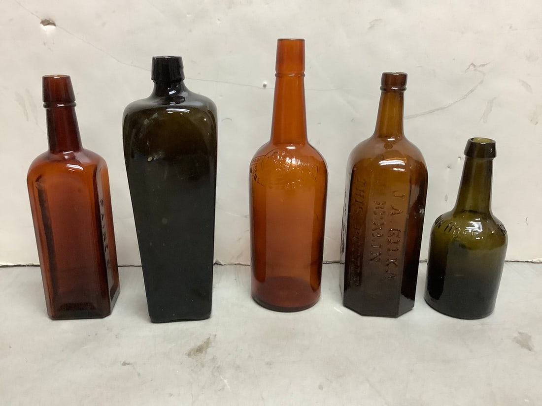 Vintage Glass Bottles (Tallest - 11.5in): Vintage Glass Bottles (Tallest - 11.5in)
